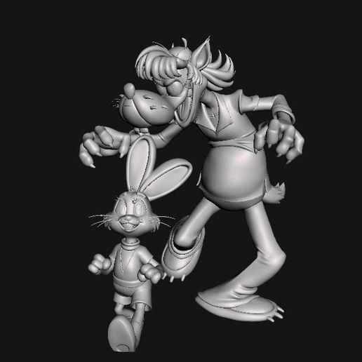 Wolf and Hare Nu Pogodi Cartoon Diorama Figurine STL for 3D Printing