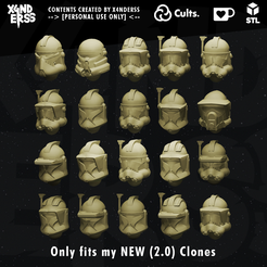 2.0-Clone-Helmets.png Fichier STL [X4NDERSS 1⁄48] 2.0 CLONE HELMET PACK - MODULAR - LEGION SCALE - TROOPER - FAN ART - STAR - CLONE - TROOPERS - ORDER - ARMY - WARS - MARINE - SPACE - GALACTIC - SOLDIER - BATTLEFRONT - FALLEN - DIORAMAL - MINIATURE - 3D PRINT - PRINTING - FREE -・Plan pour imprimante 3D à télécharger