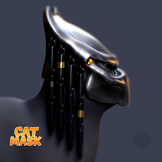 Predators Cat Mask – 3D Printable Pet Cosplay Accessory (Flexi Dreadlocks)