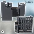 4.jpg Set of ruined corner urban buildings with "The Majes" store and brick roof (22) - Modern WW2 WW1 World War Diaroma Wargaming RPG Mini Hobby