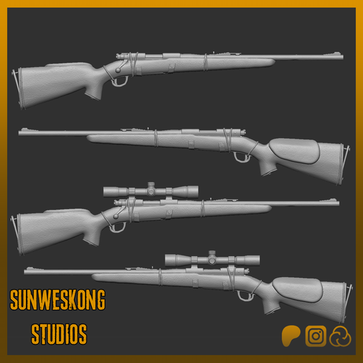 🦸 Fallout 3/New Vegas Hunting Rifle For Action Figures・ STL File for 3D ...