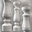 1.jpg Baluster 3d model of column with leaves for cnc milling