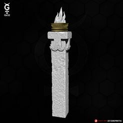 Saurian-Column-01.jpg Fichier STL Colonnes de gongs et torches sauriennes・Design à télécharger et à imprimer en 3D