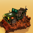 6.png 3D military Jeep in mud voxel art