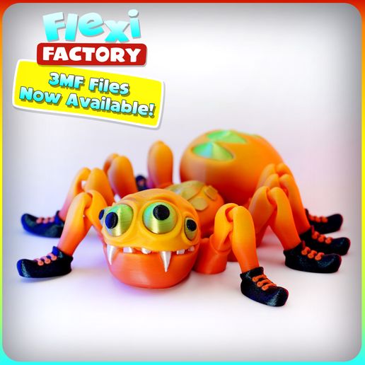 flexi-factory_spider3mf.jpg Aranha Flexi Print-in-Place com 3MF incluído!