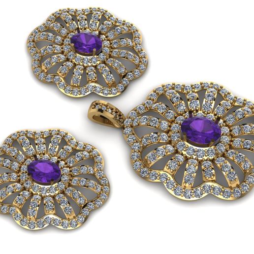 Grand Botanical Pear & Multi-Gemstone Jewelry Suite – 71mm Statement & Filigree 3D Printable CAD Models