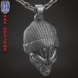 Alien_with_cap_v1_pendant_a7.jpg skull  Pendant jewelry ALien with cap v1