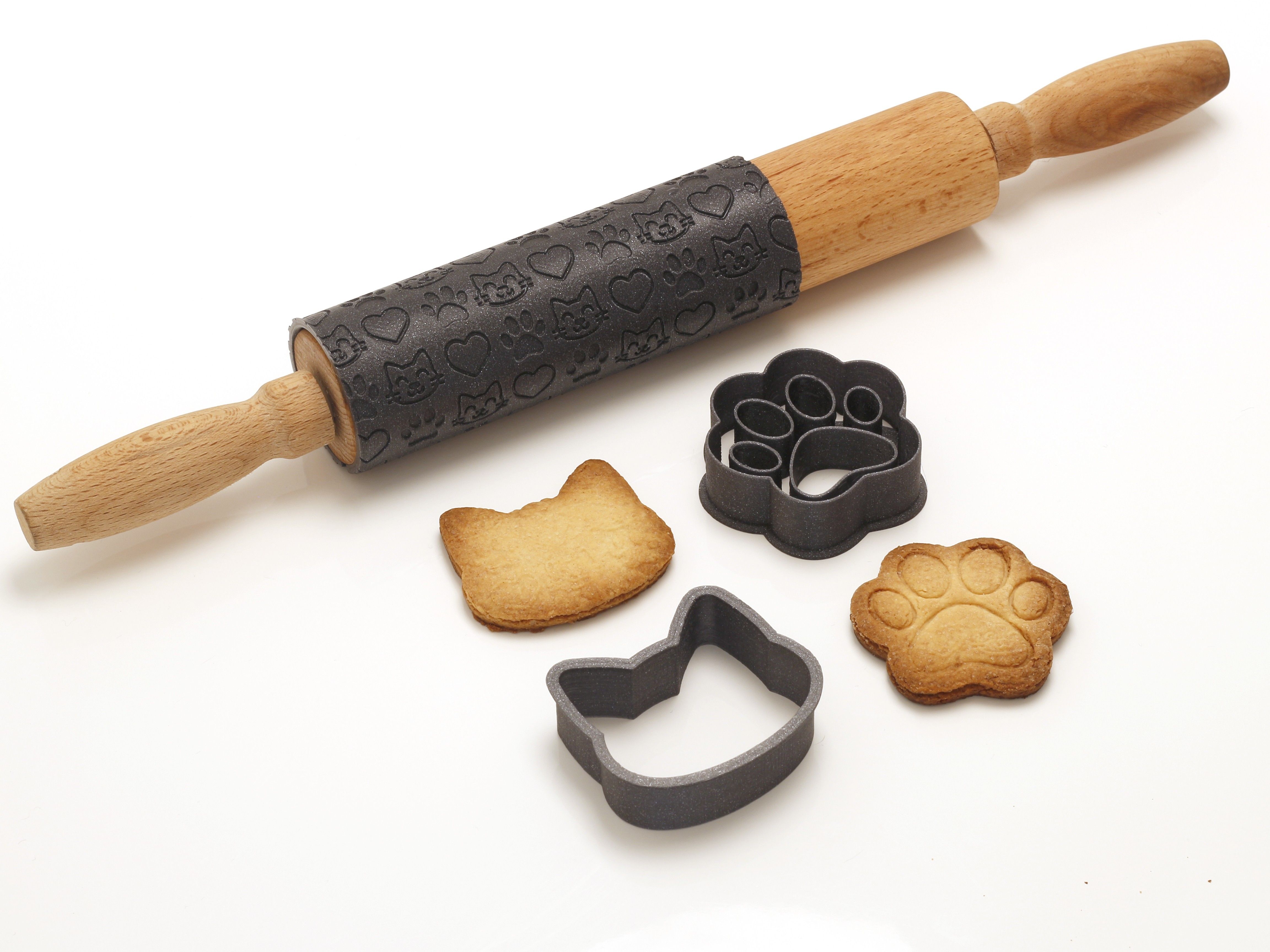 set_3_neko.jpg Fichier STL gratuit Set de cuisson Neko - Découpeur de biscuits pour chat / rouleau à pâtisserie・Plan à télécharger et à imprimer en 3D, flowalistik