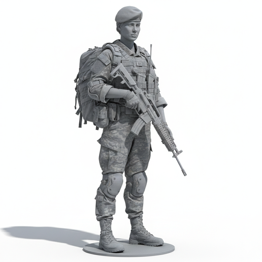 Tactical Soldier with Beret Woman