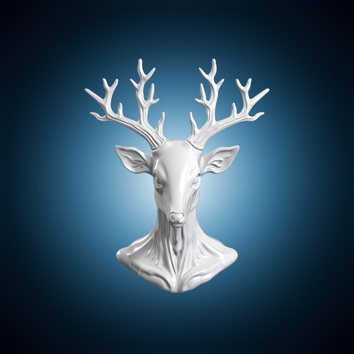 Deer Bust With Antlers Animal Sculpture