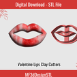1.png Valentine Lips Cutter Digital STL File for Polymer Clay | DIY Jewelry and Cookie Making Tool | 4 Sizes Clay Cutters