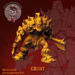 28mm scale ry UNE pre-supported STL Orc-Grunt by Sculptooner