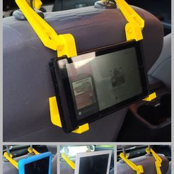 Switch-mount,-multi.jpg STL-Datei Nintendo Switch, Tablet (iPad, Amazon Fire 7) Auto-Kopfstützenhalterung・3D-druckbare Vorlage zum herunterladen