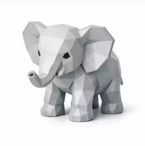 low-polygon animal models elephant
