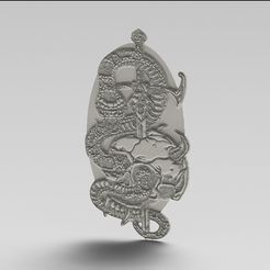 2.jpg STL-Datei Snake sword and skull panel kostenlos・Modell zum 3D-Drucken zum herunterladen