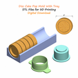 01.png 2" Disc Cake Pop Mold with Tray, Cutter and Embosser | 2 Inch Round Cake Pop Maker STL Files for 3D Printing