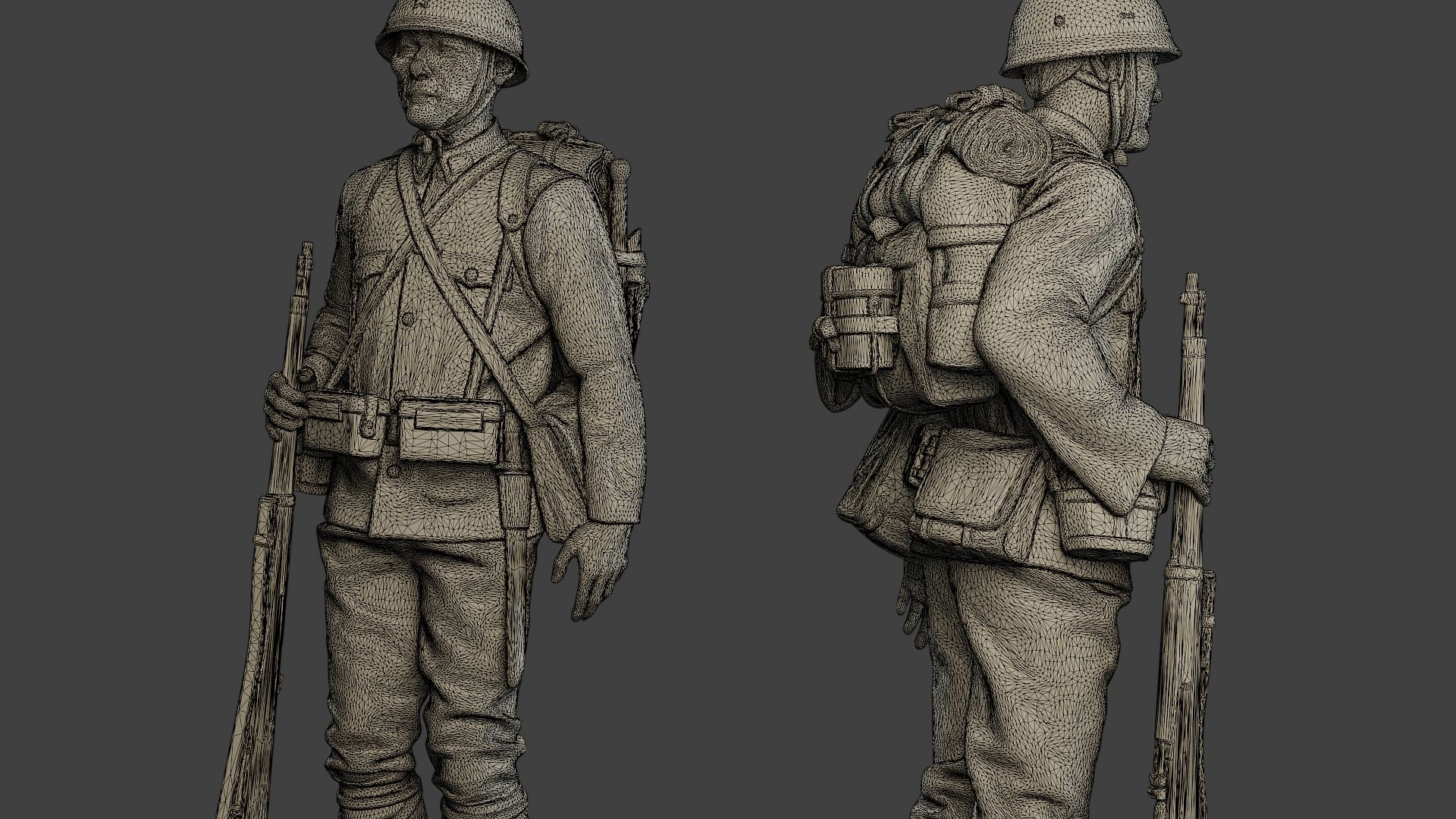 Download File Japanese Soldier Ww2 Attention4 J1 • 3d Print Template 