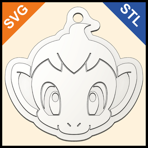 Chimchar Keychain – Shuffle-Style Pokémon – STL & SVG 3D model