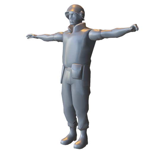 Military Soldier Character 3D Model (T-Pose)