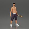 3DG-0002.jpg black afro gangster in shorts standing and holding a baseball bat