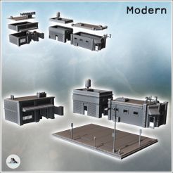 1-PREM.jpg Ensemble de trois bâtiments urbains en briques avec magasin 24-7, réservoir sur le toit et lampadaire central sur le trottoir (8) - Modern WW2 WW1 World War Diaroma Wargaming RPG Mini Hobby