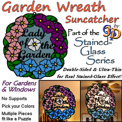 Garden-Wreath-IMG.png Fichier STL Couronne de jardin Suncatcher Décor suspendu pour fenêtres et extérieur・Modèle à télécharger et à imprimer en 3D