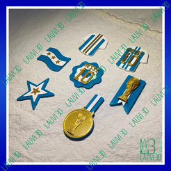 Escarapelas-Argentina-Campeon-Impresas-1.png Файл STL Значки чемпионов сборной Аргентины・Идея 3D-печати для скачивания