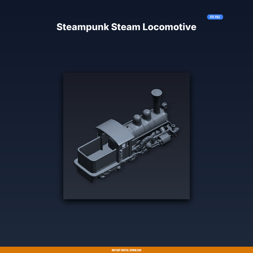 Steampunk Steam Locomotive - 3D Printable STL File