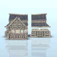 43.png Large medieval house with multi-floored thatched roof (8) - Warhammer Age of Sigmar Alkemy Lord of the Rings War of the Rose Warcrow Saga