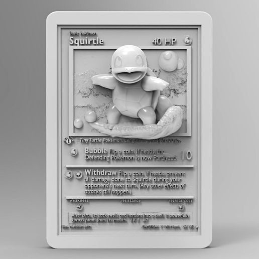 Squirtle 3D Printable Pokmon Card; Pokemon TCG STL File for 3D  printingCults