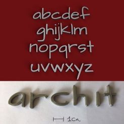 601E1.jpg Fichier 3D ARCHIT lettres minuscules 3D fichier STL・Plan imprimable en 3D à télécharger