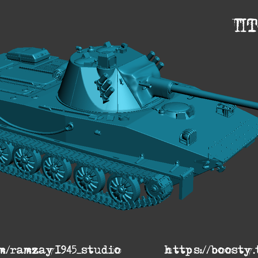 🪖 PT-76-57 Russian experimental amphibious tank 1:100・ STL File