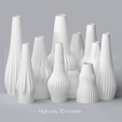 A_All_Render.png Niedwica Vase Set A_1_11 | 3D printing vase | 3D model | STL files | Home decor | 3D vases | Modern vases | Floor vase | 3D printing | vase mode | STL  Vase Collection