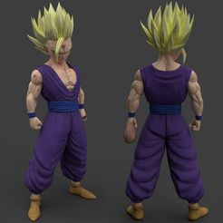 Render14.jpg Archivo STL dragon Ball Gohan ssj2 corte 110cm・Design para impresora 3D para descargar
