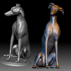 Greyhound 3D printable model.jpg 3D-Datei Greyhound dog 3D printable model with/without basement・3D-druckbares Modell zum Herunterladen