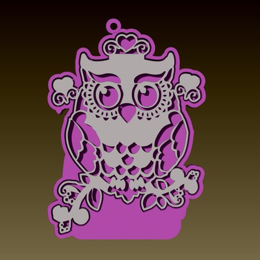 KEYCHAIN OWL / BUHO KEYCHAIN 3D model