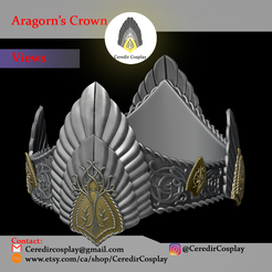 AragornCrown4.png 3D file Aragorn Crown/ King Elessar Crown Return of the King 3d digital download・Model to download and 3D print