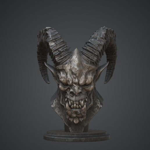 Demonic Horned Beast Bust – Dark Fantasy Monster