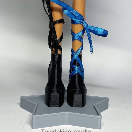 Platform High Heel Ankle Boots with Ribbon Loops for Bratz Dolls - NO SUPPORTS