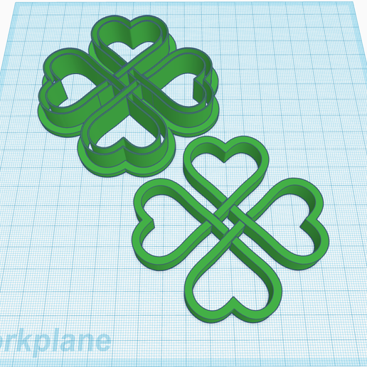 clover-hearts-cutter-1.png STL file Love and Luck Symbol, celtic knot, intertwined hearts, Shamrocks, clover with four leaves cutter, St. Patricks Day stamp, Cookie cutter, Polymer Clay Cutter, earrings・Model to download and 3D print, Allexxe