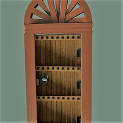 puerta antigua de madera con arco_large (2).jpg Fichier STL gratuit Porte ancienne en bois avec arche・Objet pour imprimante 3D à télécharger