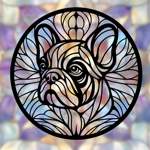 French Bulldog Mandala Art - 2D wallart (Stained Glass Style)