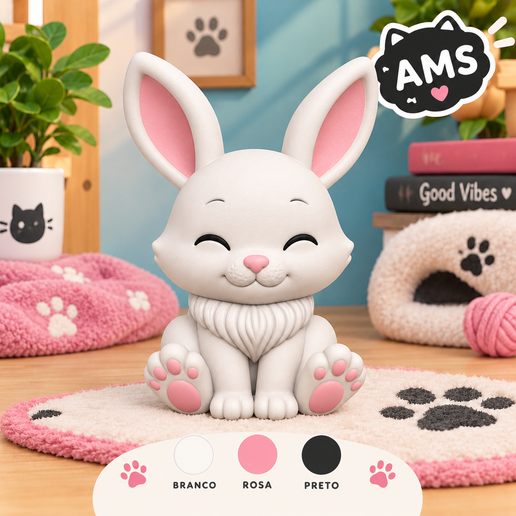 Cute Bunny Keychain – Kawaii Rabbit 3D Printable Model | STL/3MF