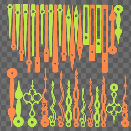 🕰️ 19 pairs of clock hands・ 3D File for 3D printing・Cults