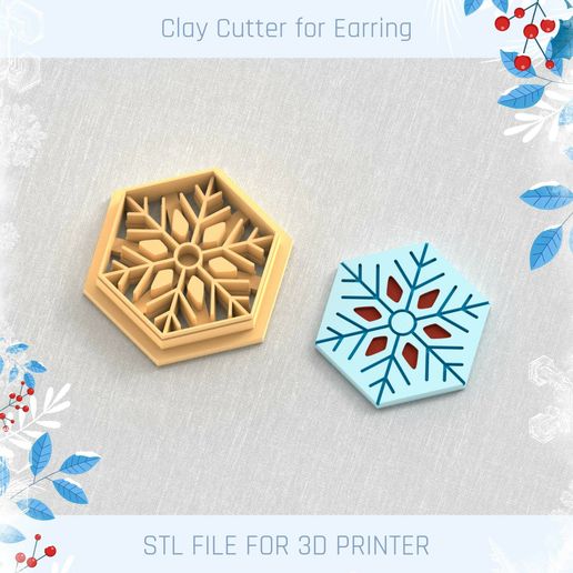 Snowflake Clay Cutter, Winter Earring Cutters, Christmas Clay Cutters, Mini Clay Cutters 3 Sizes 3D model