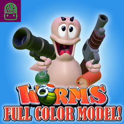woms_final.png Worms Classic Video Game Statue - Full Color!