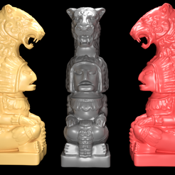 preview1.png Mayan statue with jaguar head stl 3D print model