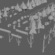 Low_Poly_Normal_Snow_Trees_Pack_Cults3D_Render_05.png Package Trees Trees Rocks Vegetation Video Game Low Poly