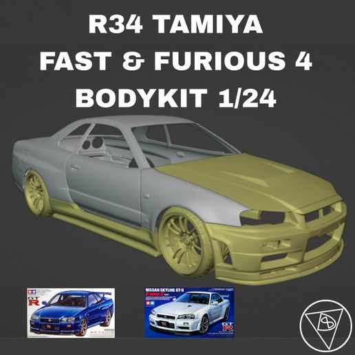GTR R34 FAST AND FURIOUS 4 BODYKIT for tamiya 1/24 v-spec 3D model