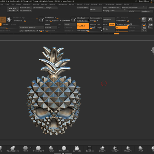 pineapple shaped skull ring 3D model